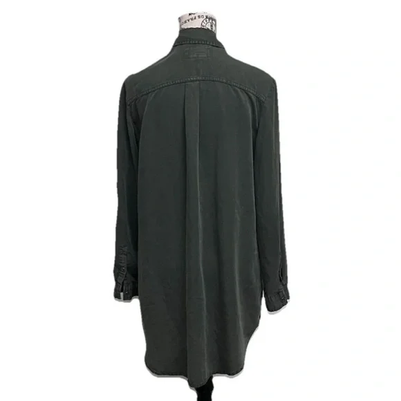 AMI Green Lyocell Utility Mini Dress S – Army Gorpcore Western Cowgirl Forest - Picture 5 of 9